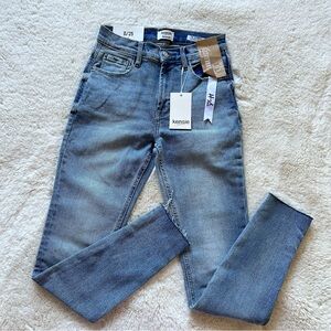 Kensie High Rise Skinny Jeans Vintage Luxe Raw Hem Stretch Blue Women Size 0